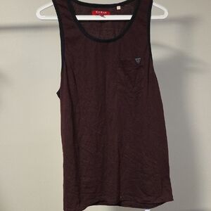 Guess Men's Burgundy Tank Top Size L
